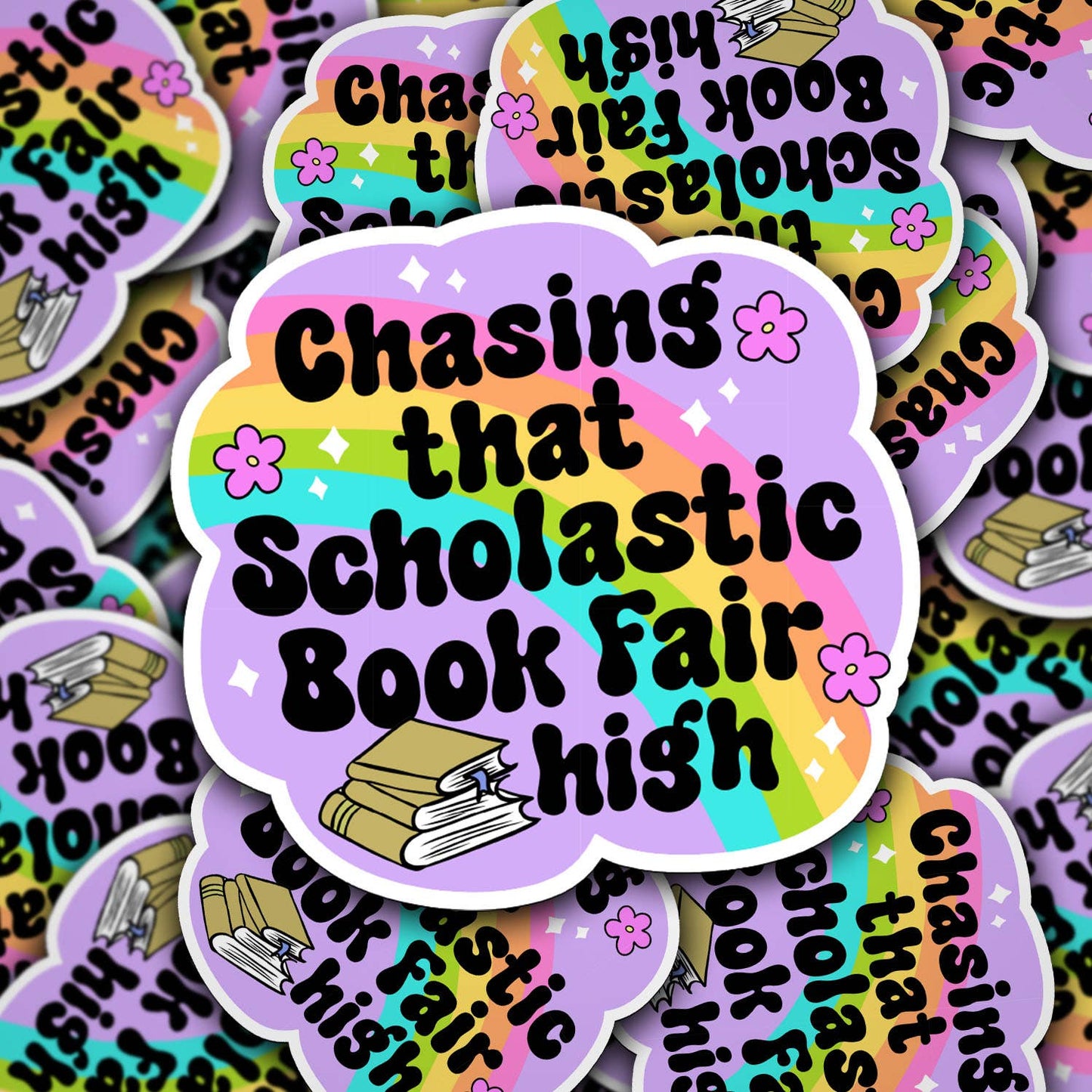 Chasing That Scholastic Book Fair High Sticker | Retro 90s Book Lover Vinyl Decal