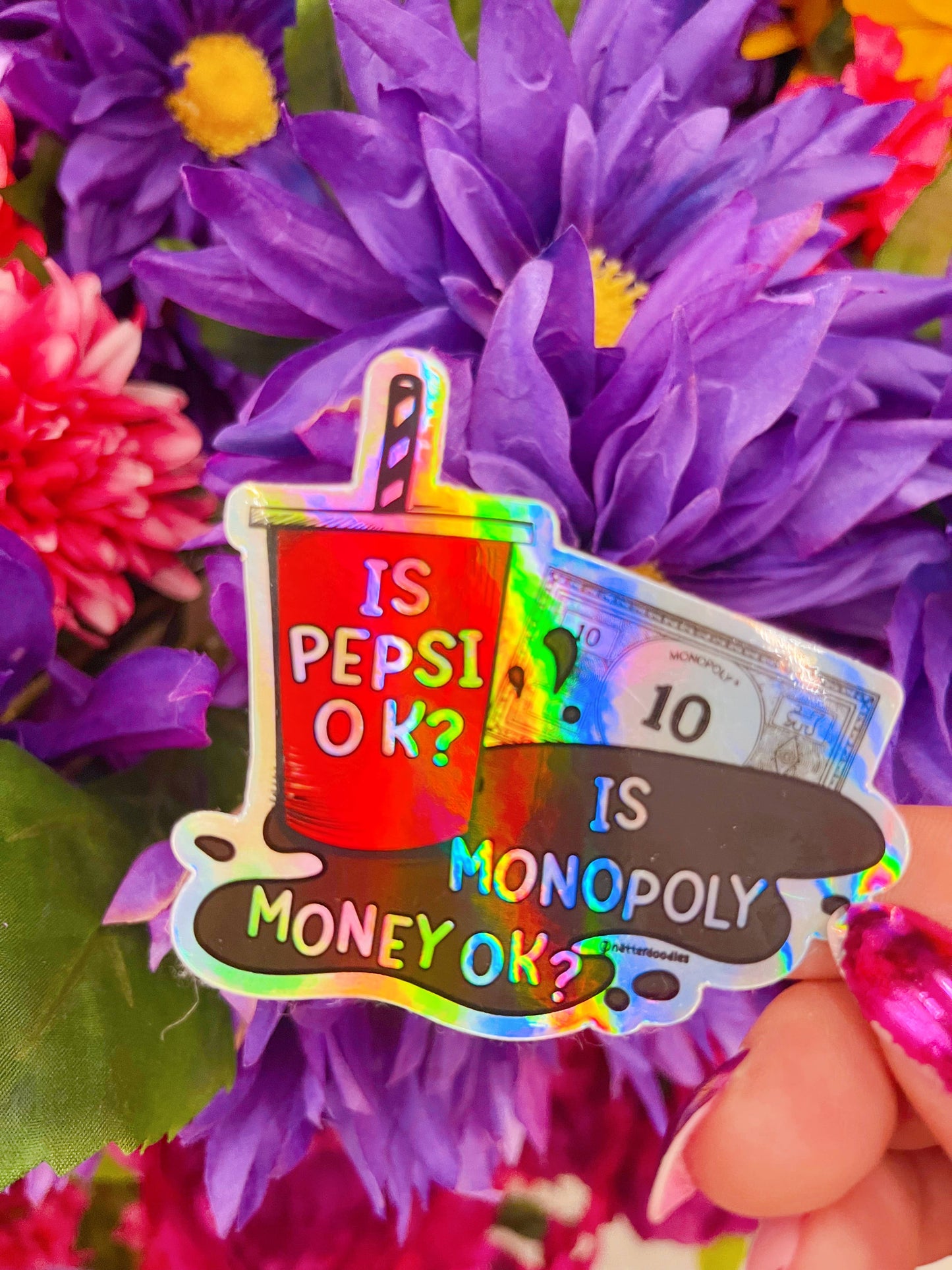 Is Pepsi OK? Is Monopoly Money OK? Funny Parody Sticker | Retro Sarcastic Vinyl Decal