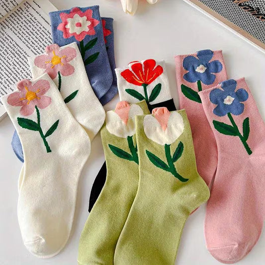 Cartoon Flower Style Colorful Socks