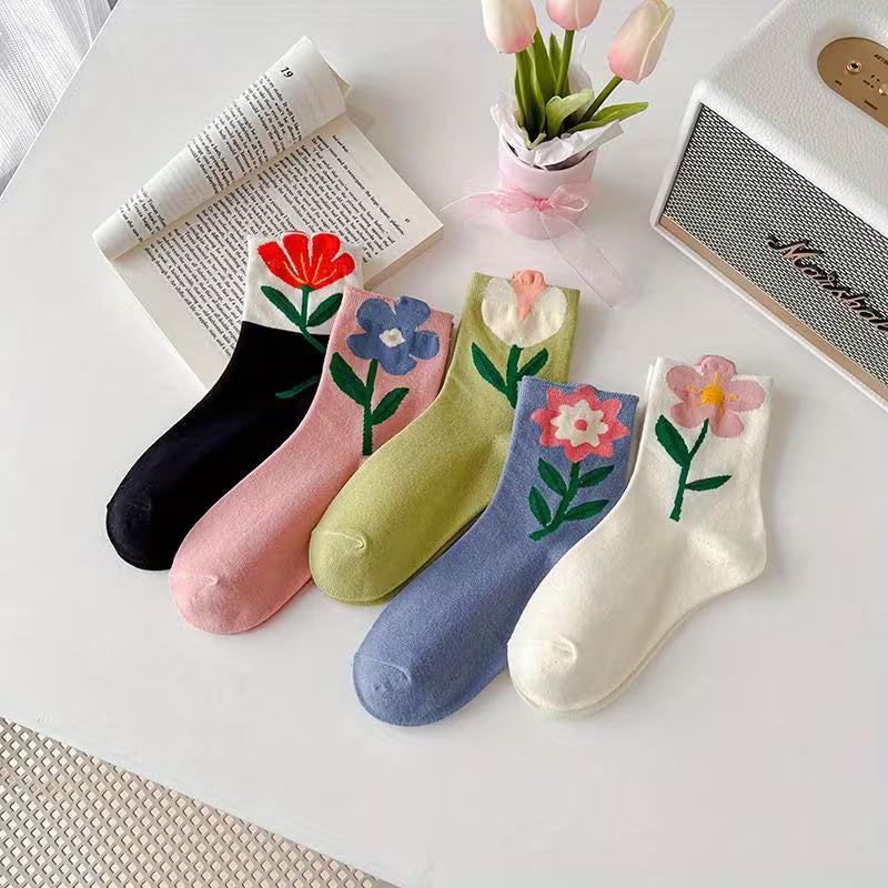 Cartoon Flower Style Colorful Socks