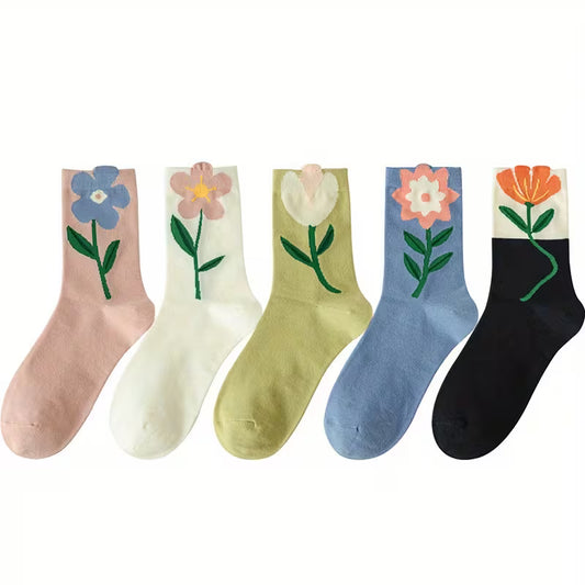 Cartoon Flower Style Colorful Socks