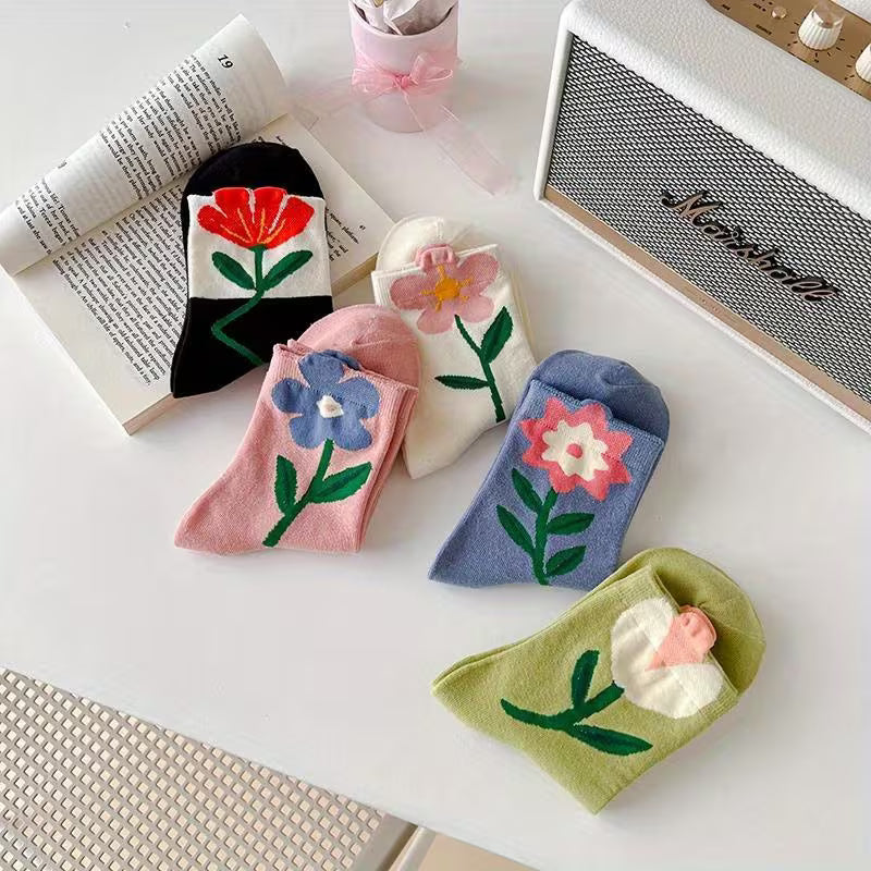 Cartoon Flower Style Colorful Socks