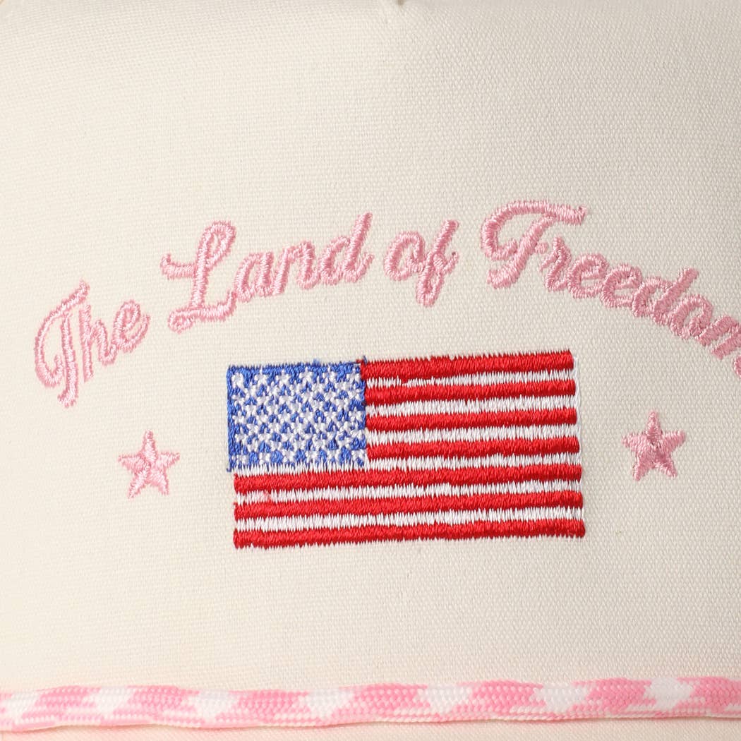 Land of Freedom American Flag Trucker Hat | Embroidered Patriotic Cap