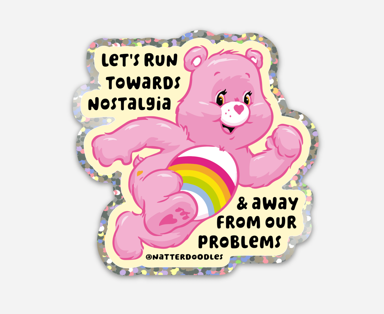 Nostalgia Care Bear Sticker |  Vinyl Decal | Pink Care Bear Sticker