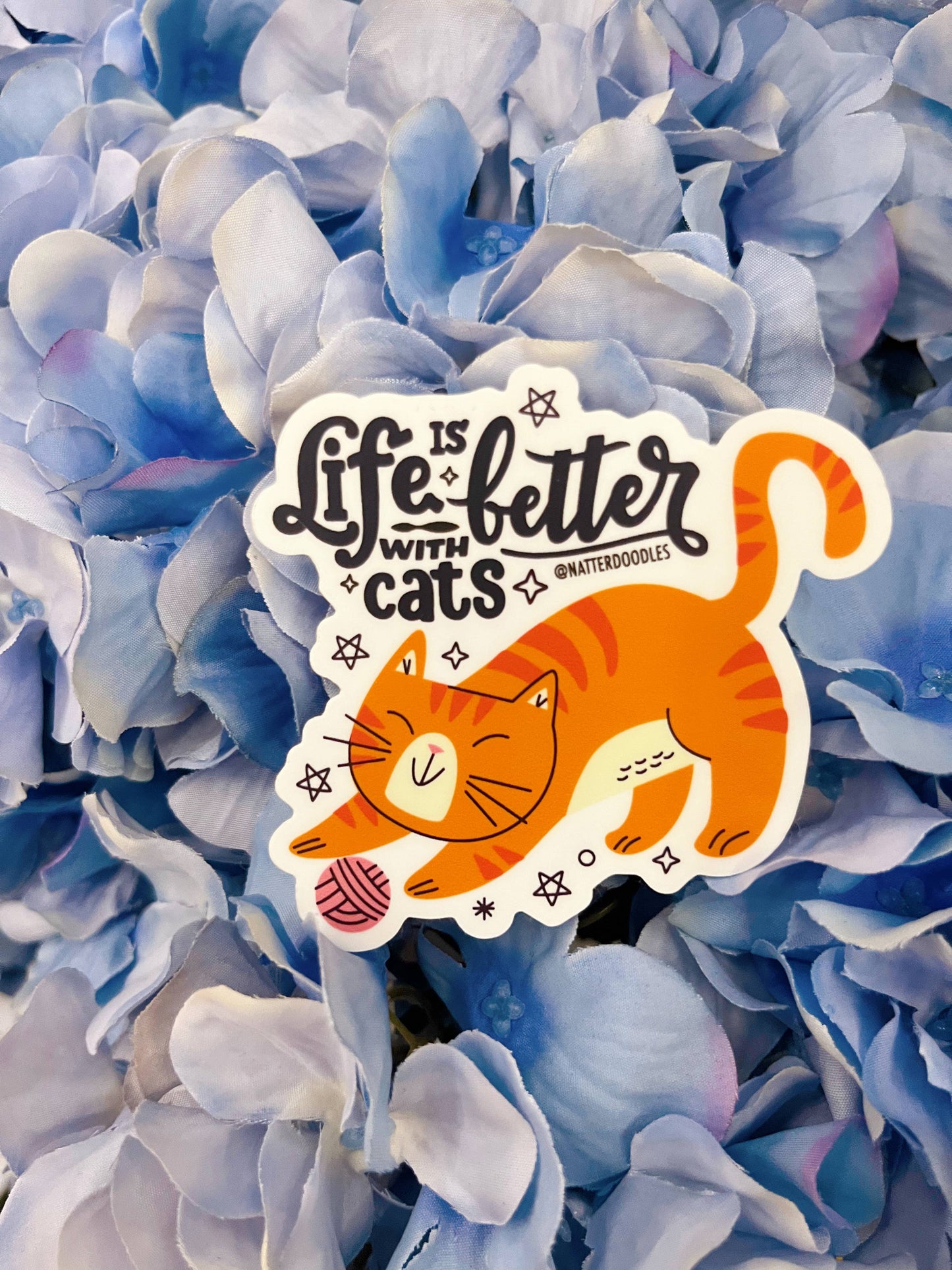 Life Is Better With Cats Sticker - Cute Cat Sticker Pack | Waterproof Vinyl Cat Stickers for Laptop, Water Bottle & Planner