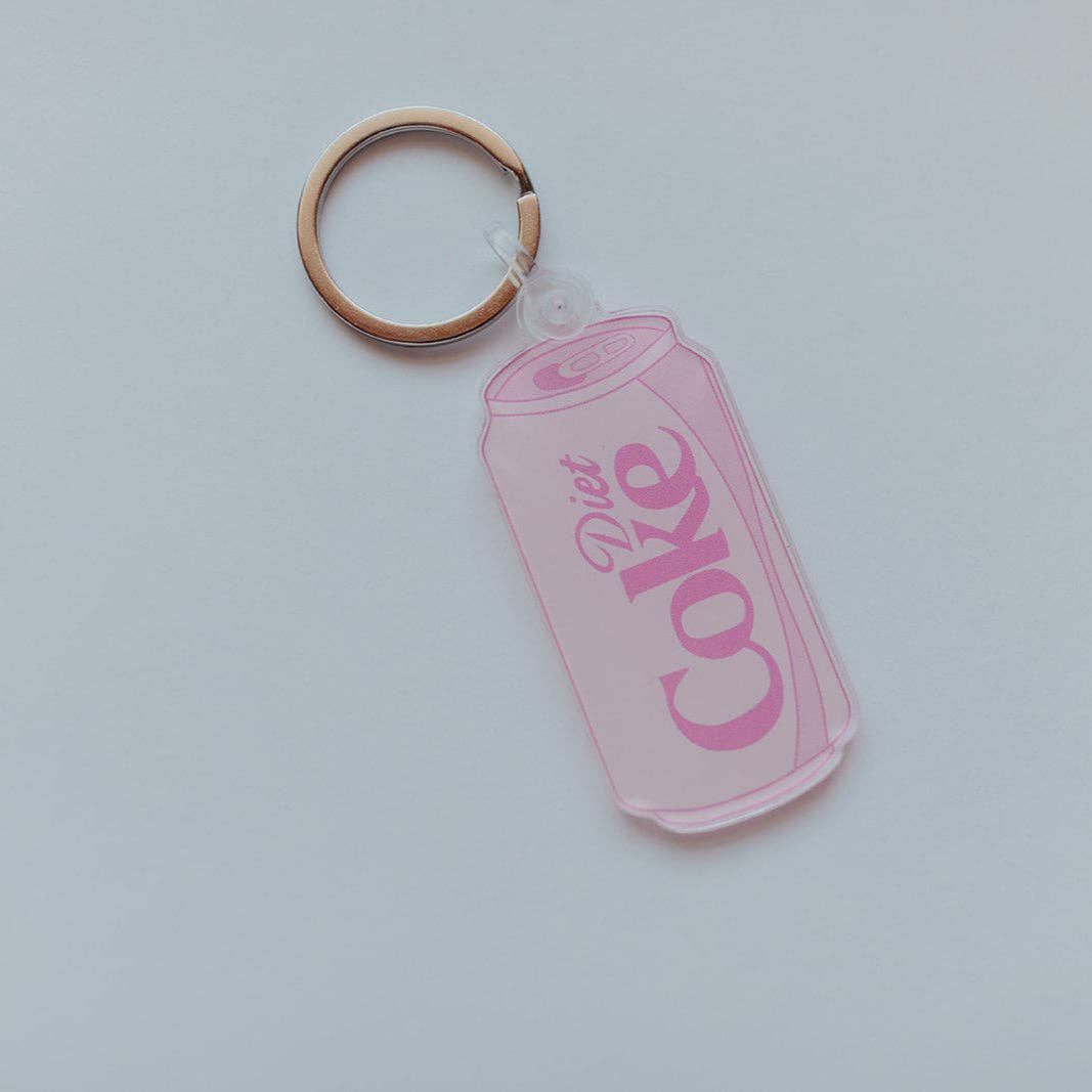 Pink Diet Coke Aesthetic Keychain | Cute Soda Lover Acrylic Keyring