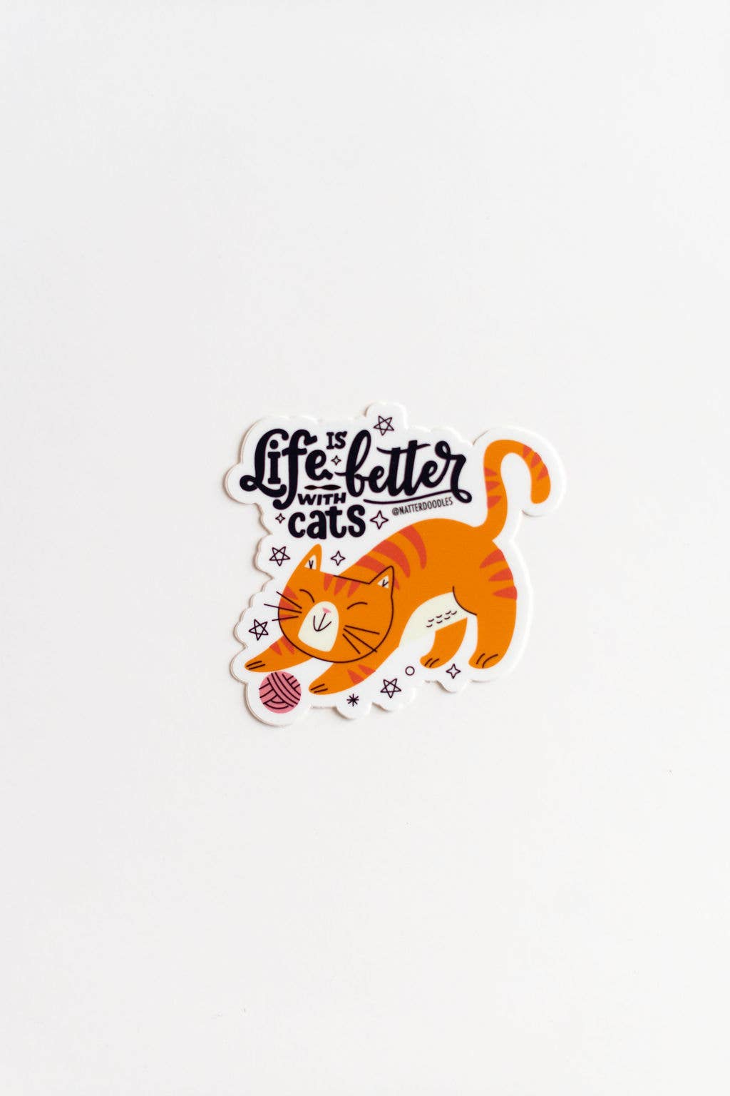 Life Is Better With Cats Sticker - Cute Cat Sticker Pack | Waterproof Vinyl Cat Stickers for Laptop, Water Bottle & Planner