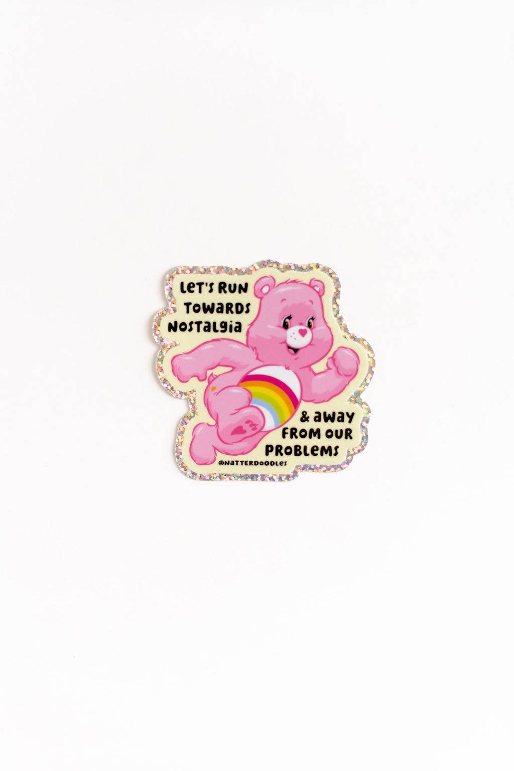 Nostalgia Care Bear Sticker |  Vinyl Decal | Pink Care Bear Sticker